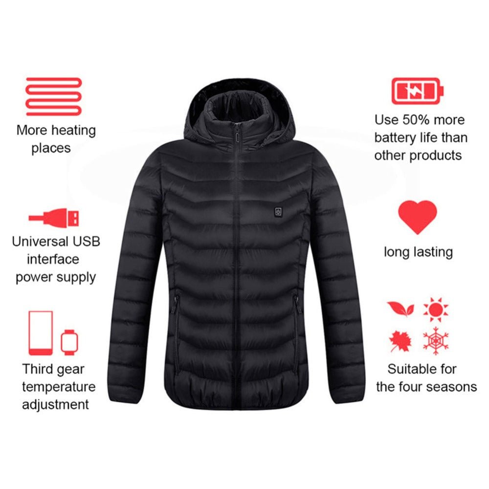 New Heated Jacket Coat USB Electric Jacket Cotton Coat Heater Thermal Clothing Heating Vest - Jackets -  Trend Goods