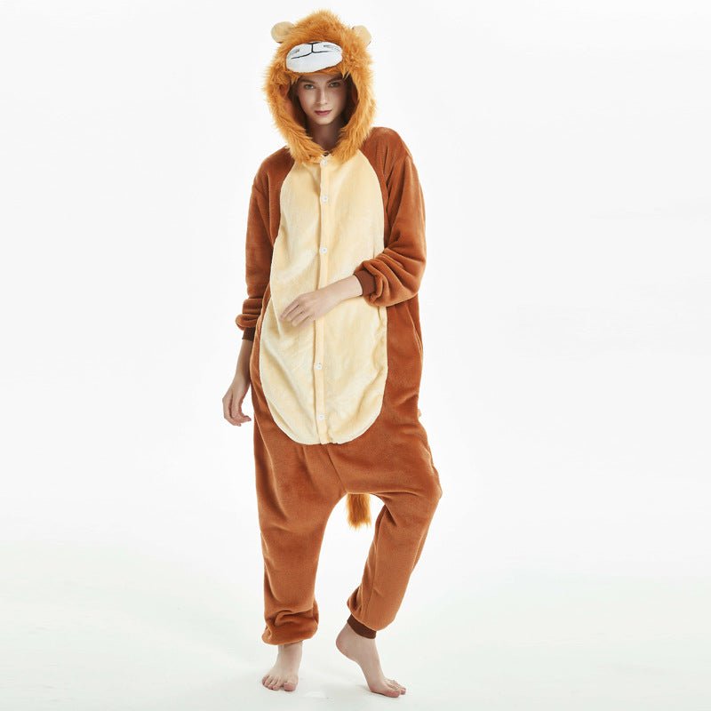 New Lion Flannel Cartoon One-piece Pajamas - Pajamas -  Trend Goods