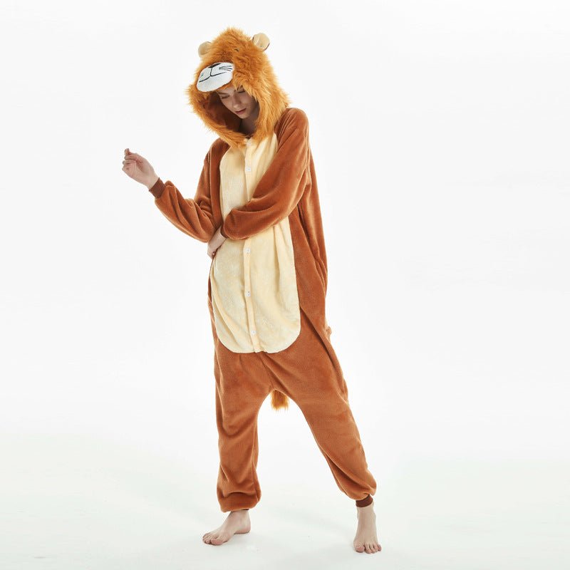 New Lion Flannel Cartoon One-piece Pajamas - Pajamas -  Trend Goods