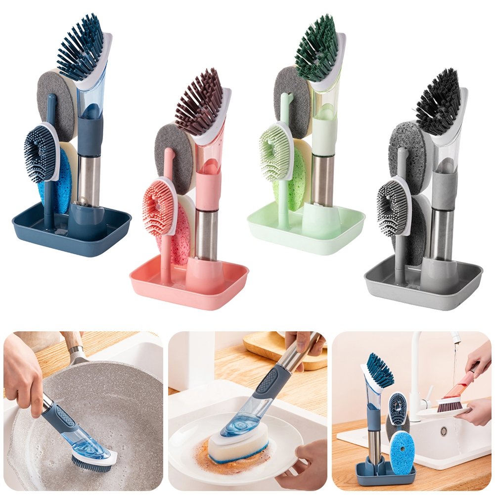 New Multifunctional Dish Brush Household Kitchen Oily Sponge Long Handle Cleaning Brush - Dish Brushes -  Trend Goods