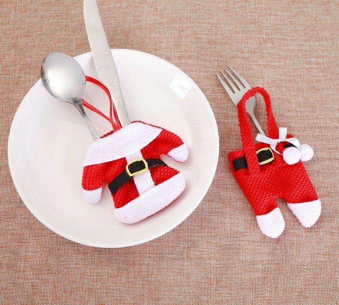 New Year Christmas Cutlery Knife Fork Cutlery Set Trousers Skirt Christmas Decorations for Home - Tableware -  Trend Goods