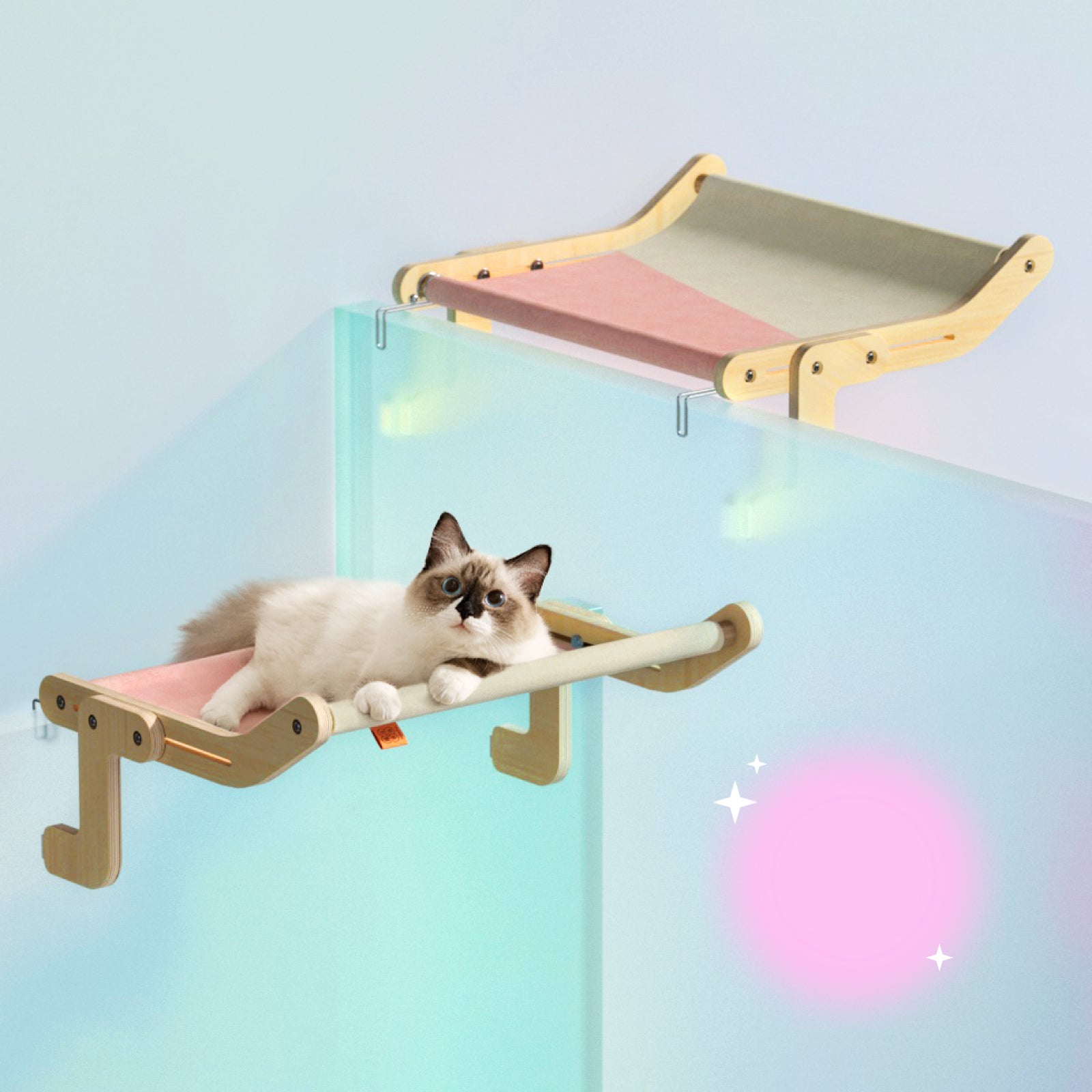 Pet Cat Window Perch 4 Color Wooden Assembly Hanging Bed Cotton Canvas Easy Washable Multi-Ply Plywood - Cat Nests -  Trend Goods
