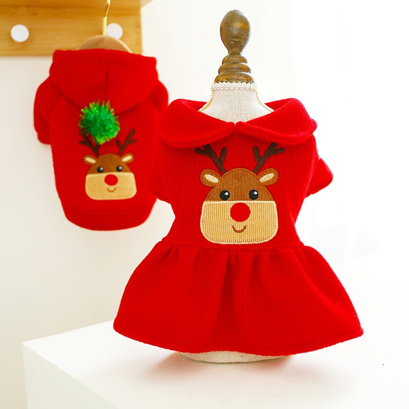 Pet Clothes New Year Festive Christmas Elk Couple Dress Skirt Hoodie - Pet Apparel -  Trend Goods