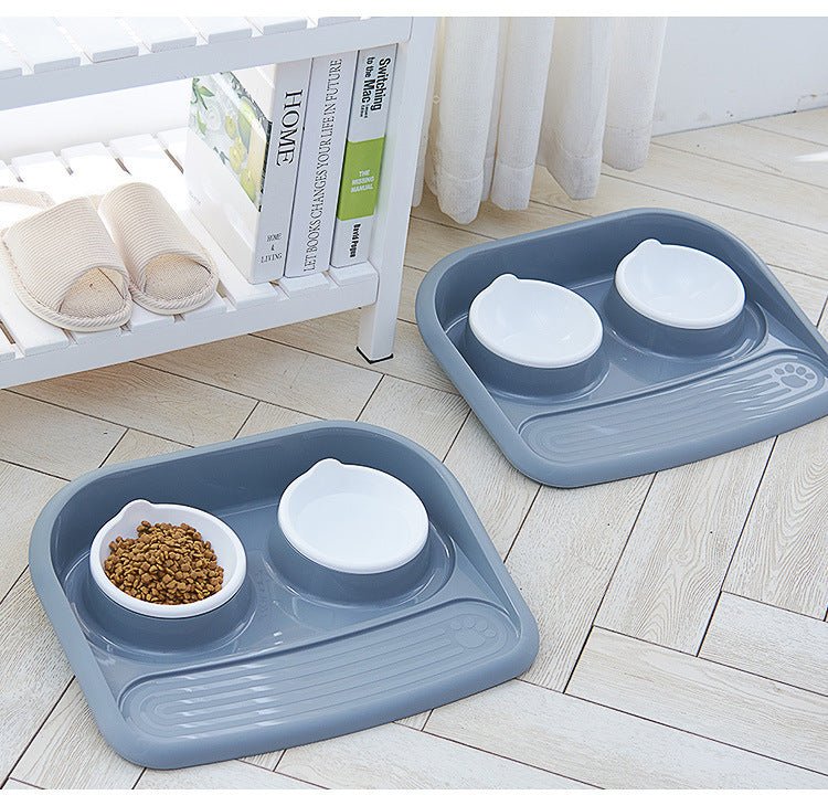 Pet Double Bowl Anti-skid Anti-knocking, Eating and Drinking Dual-purpose Dog Feeder - Pet Bowls -  Trend Goods