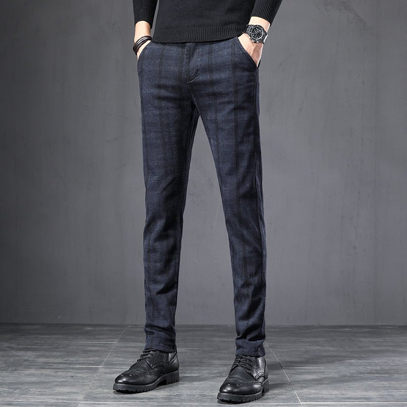 Plaid Pants Slim Straight Loose Men's Casual Pants Trousers Small Feet - Trousers -  Trend Goods