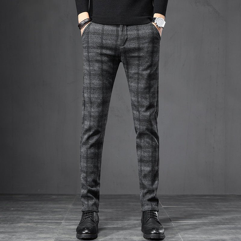 Plaid Pants Slim Straight Loose Men's Casual Pants Trousers Small Feet - Trousers -  Trend Goods