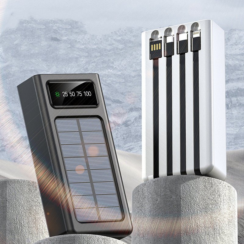Portable Solar Power Bank With 4 types of Cables - Power Banks -  Trend Goods