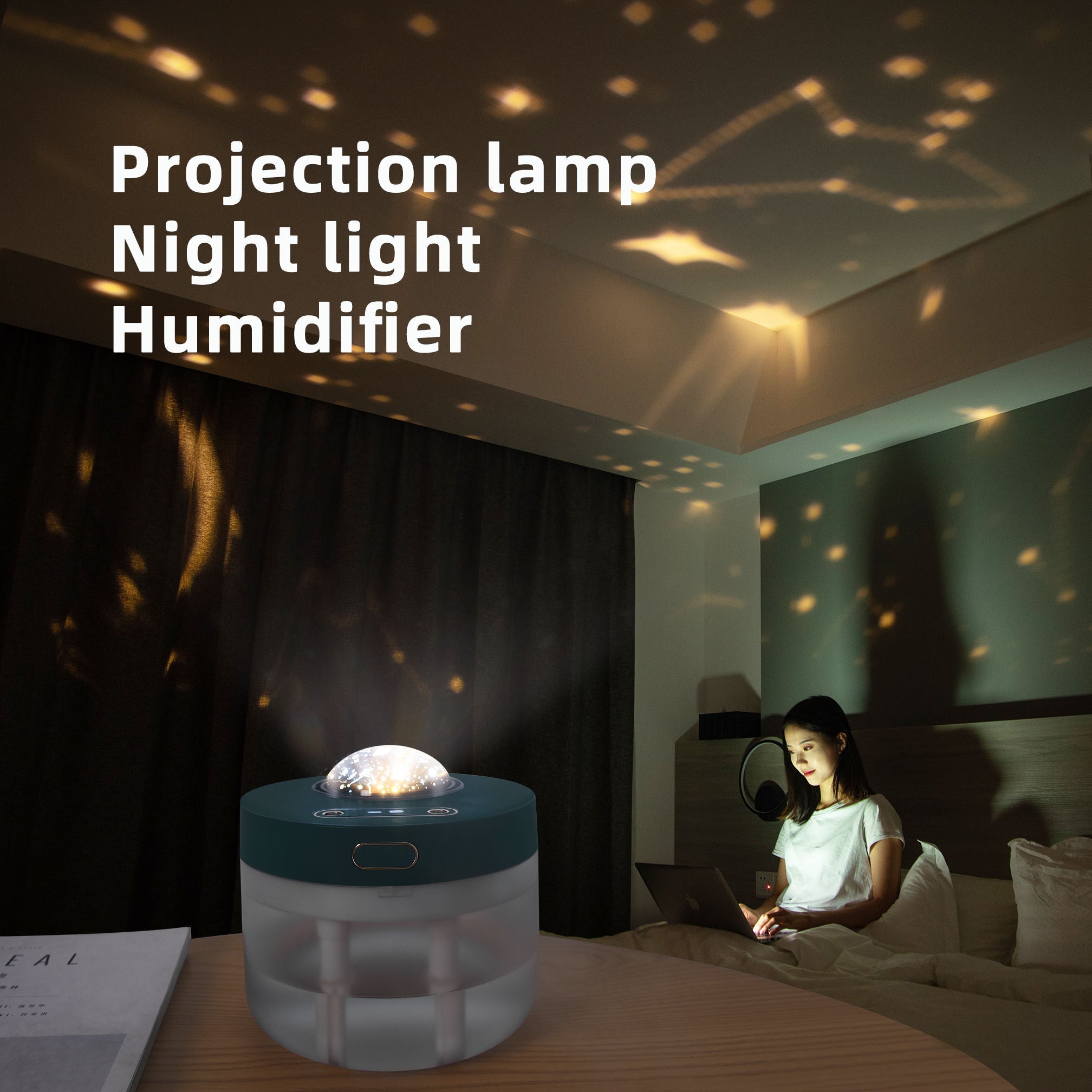 Projection Humidifier Portable Rechargeable Rotating Projection Night Light Bedroom Moisturizing Double Spray - Humidifiers -  Trend Goods