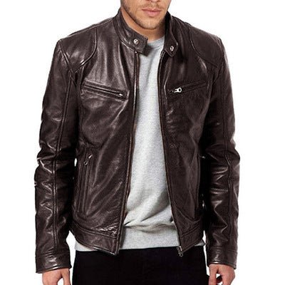 PU Leather Jacket Slim Leather Jacket - Jackets -  Trend Goods