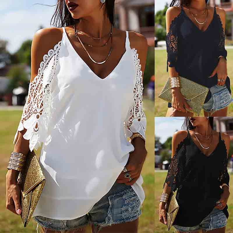 Pure Color Hanging Wide Loose Casual T-Shirt Ladies Top - Blouse -  Trend Goods
