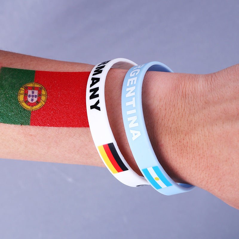 Qatar World Cup Football Silicone Bracelet Sports Wristband - Silicone Bracelets -  Trend Goods