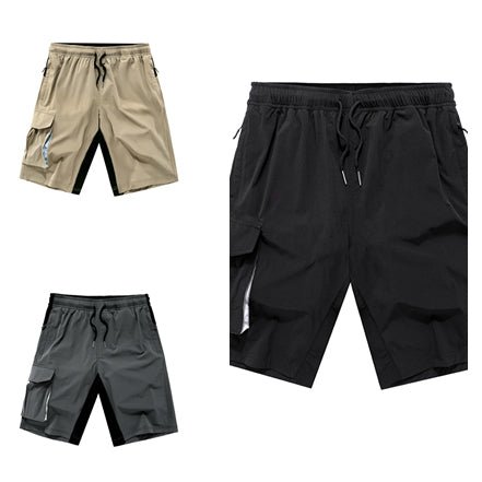 Quick-dry Breathale Solid Thin Cool Elastic Waist Men Pants Zipper Pocket Sports Light Shorts - Shorts -  Trend Goods