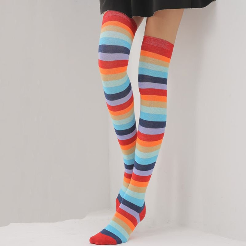 Rainbow Striped Stockings - Socks -  Trend Goods