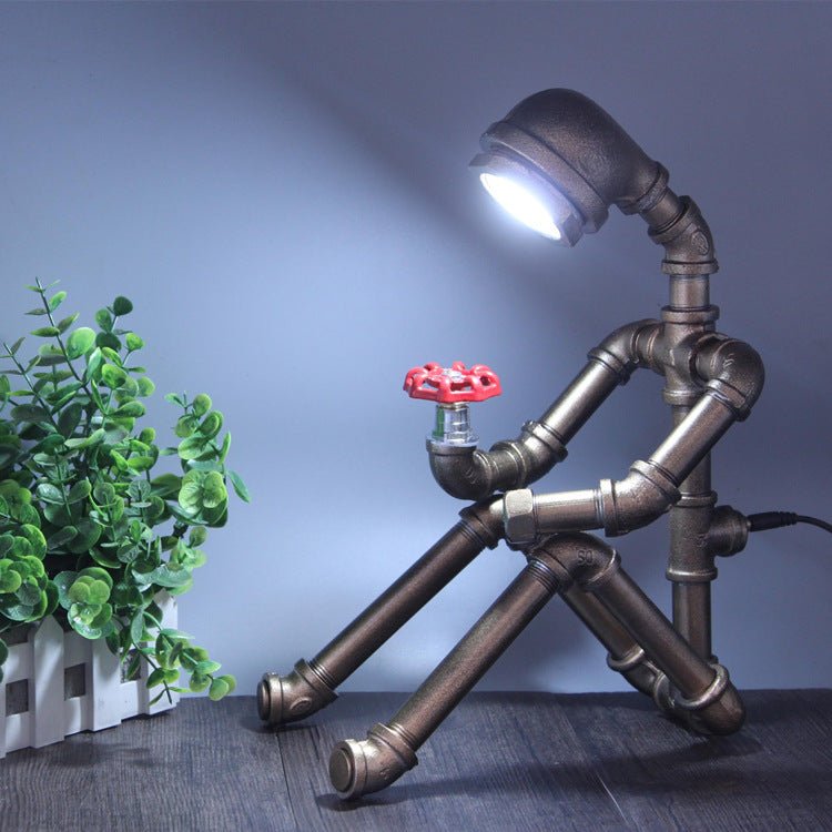 Retro Industrial Style Personality Water Pipe Robot Table Lamp - Table Lamps -  Trend Goods
