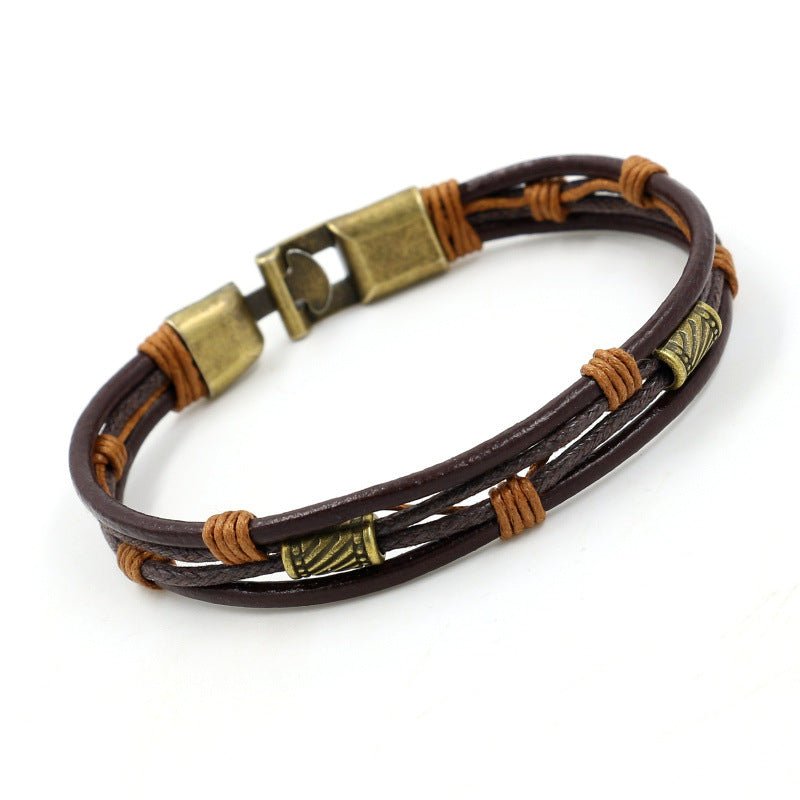 Retro Men's Braided Leather Bracelet - Bracelets -  Trend Goods