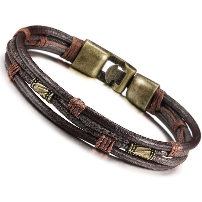 Retro Men's Braided Leather Bracelet - Bracelets -  Trend Goods