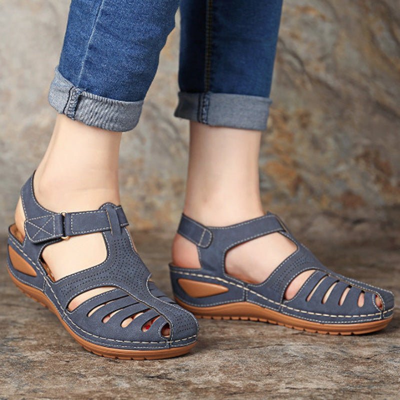 Retro Sandals Round Toe Wedge Sandals - Sandals -  Trend Goods