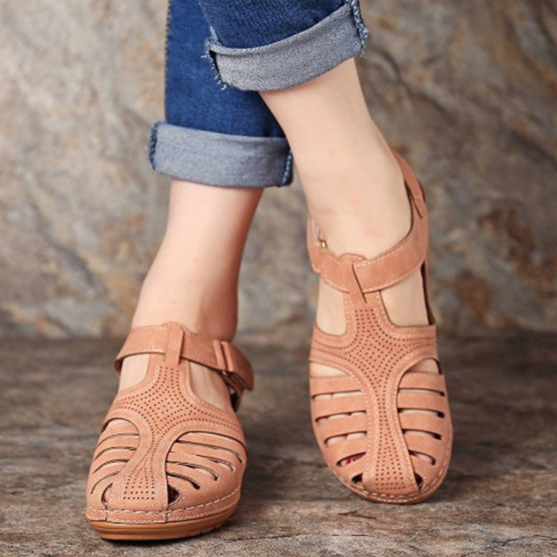 Retro Sandals Round Toe Wedge Sandals - Sandals -  Trend Goods