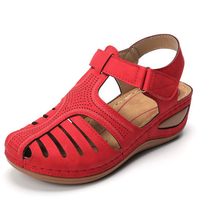 Retro Sandals Round Toe Wedge Sandals - Sandals -  Trend Goods