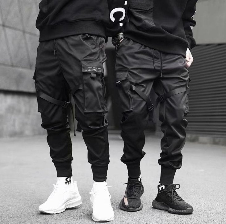 Ribbons Harem Joggers Men Cargo Pants Streetwear Casual Pockets Cotton Track Pants - Pants -  Trend Goods