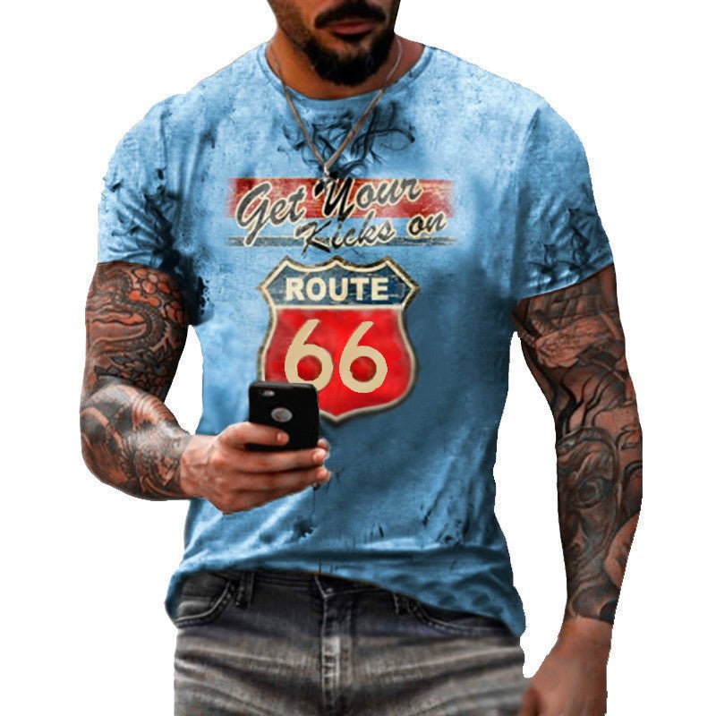 Round Neck Digital Print Slim Men's T-shirt - T-Shirts -  Trend Goods