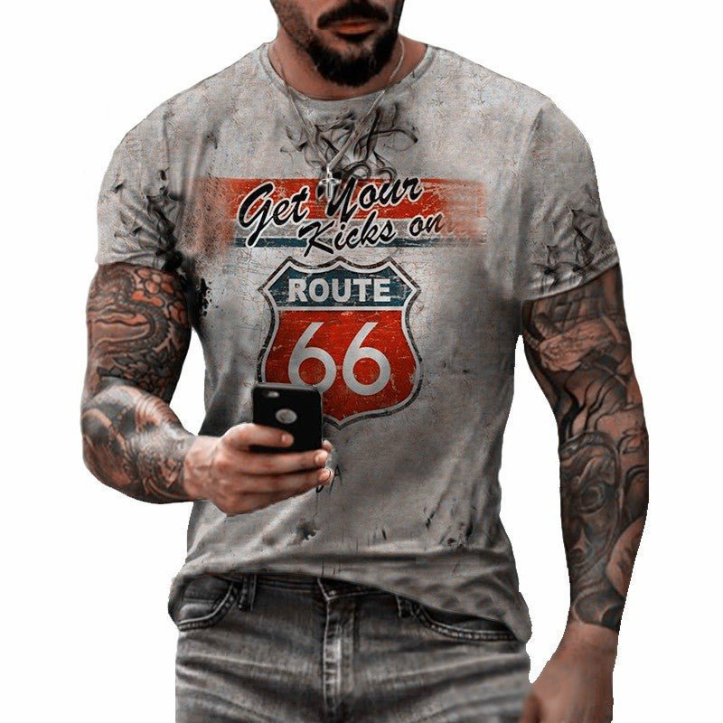 Round Neck Digital Print Slim Men's T-shirt - T-Shirts -  Trend Goods
