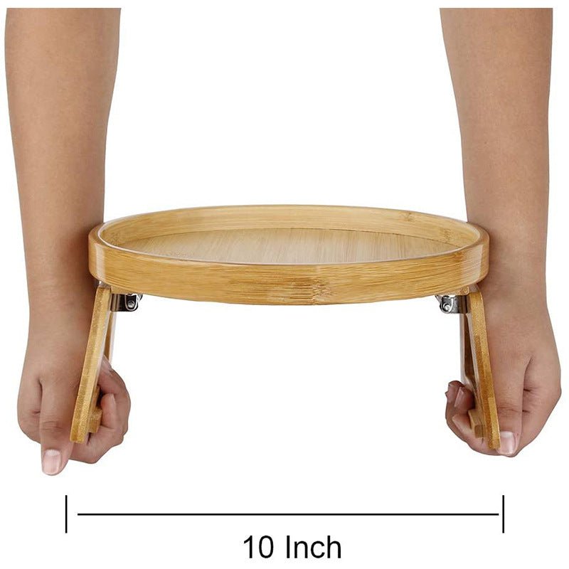 Round Storage Bamboo Tray Sofa With Legs Tray Foldable - Sofa Trays -  Trend Goods