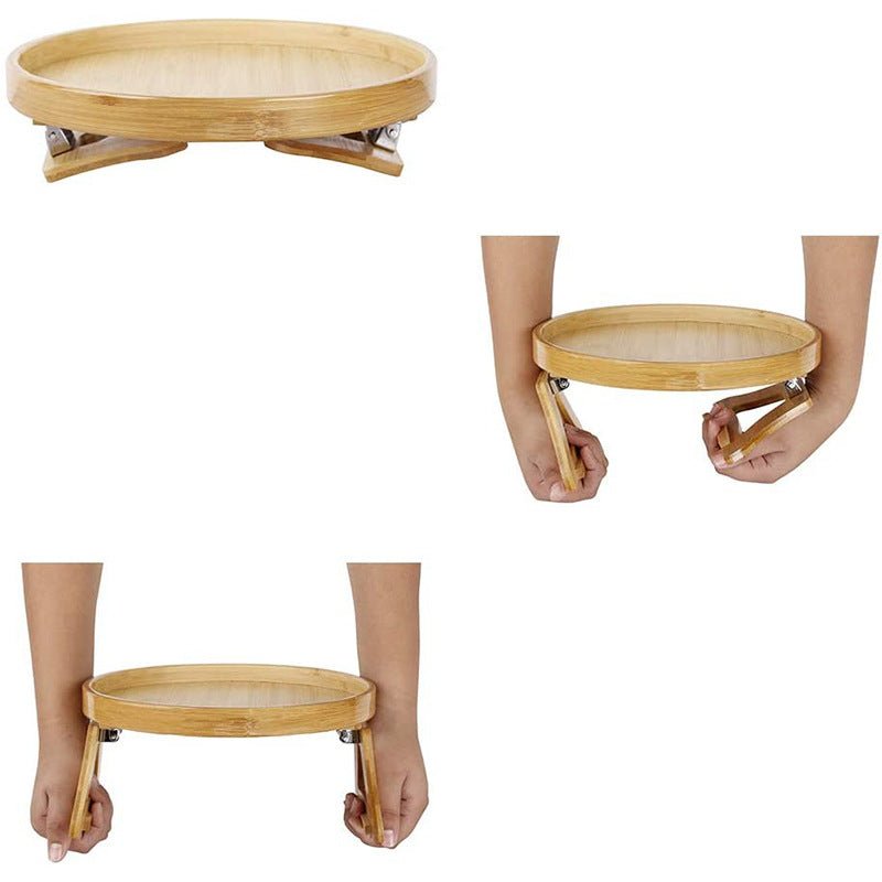 Round Storage Bamboo Tray Sofa With Legs Tray Foldable - Sofa Trays -  Trend Goods
