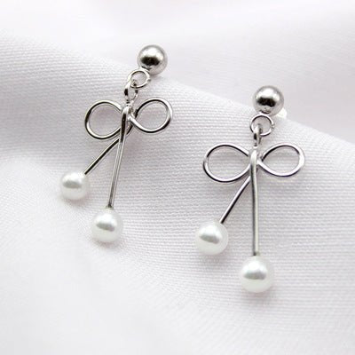 S925 Bow Pearl Earrings - Earrings -  Trend Goods