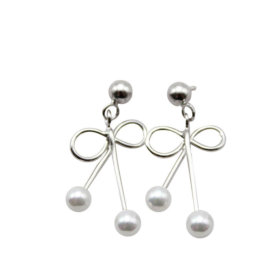 S925 Bow Pearl Earrings - Earrings -  Trend Goods