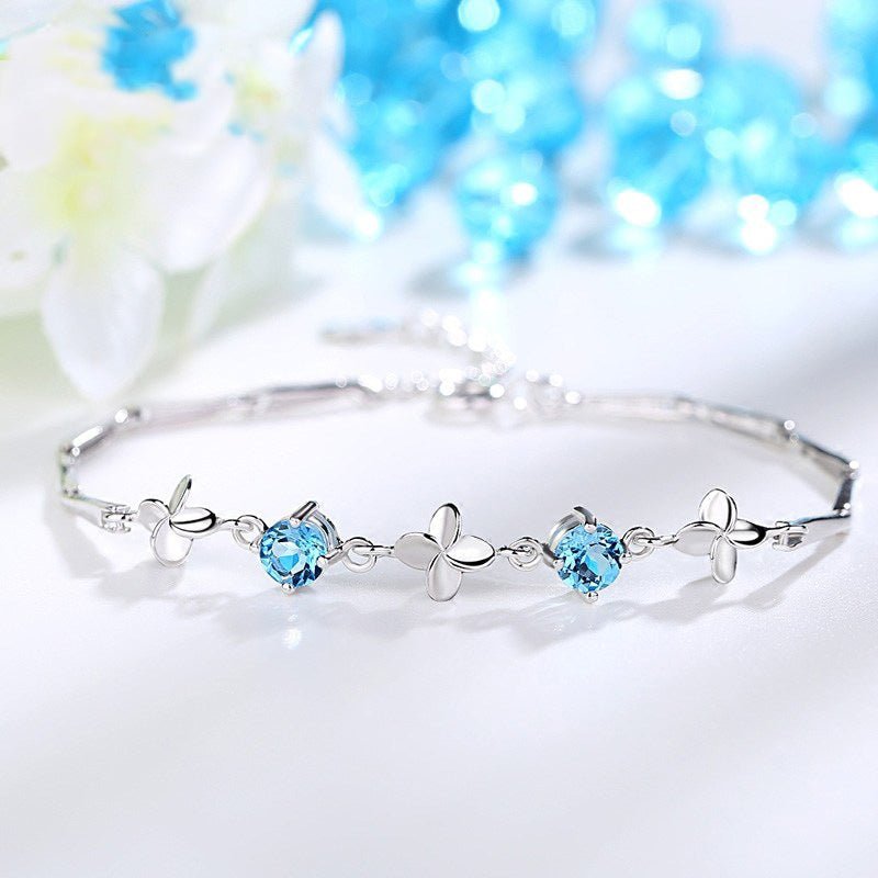 S925 Sterling Silver Bracelet lucky clover simple silver jewelry - Bracelets -  Trend Goods