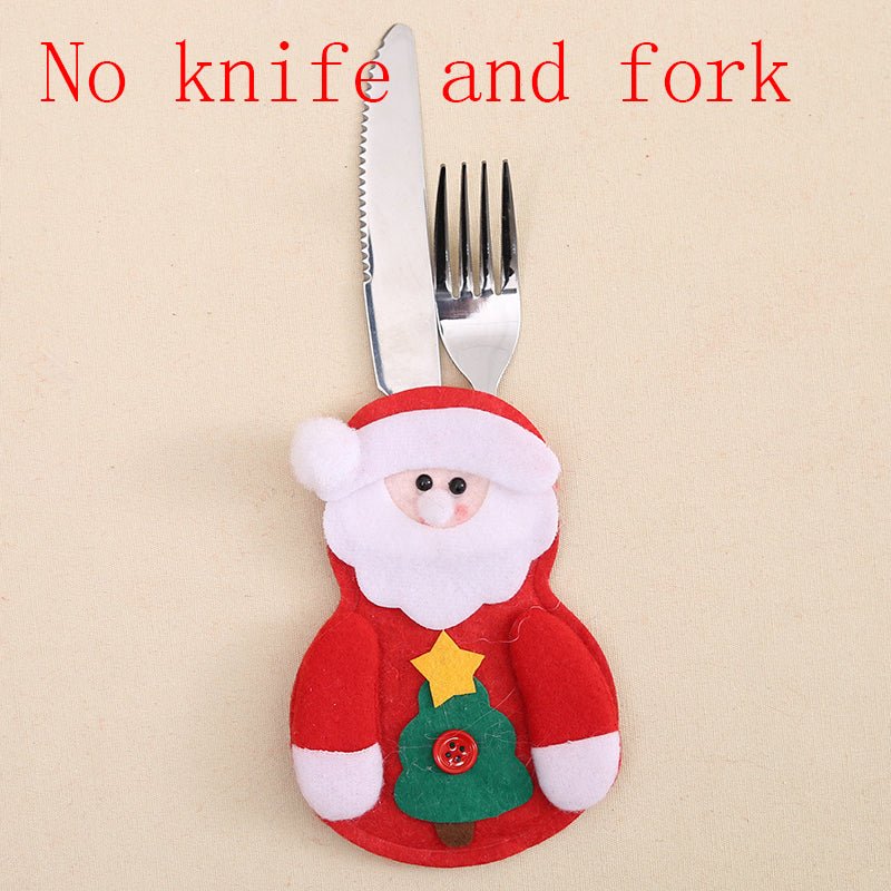 Santa Claus Christmas Decorations New Year Pocket Fork Knife Cutlery Holder Bag - Holiday Decorations -  Trend Goods