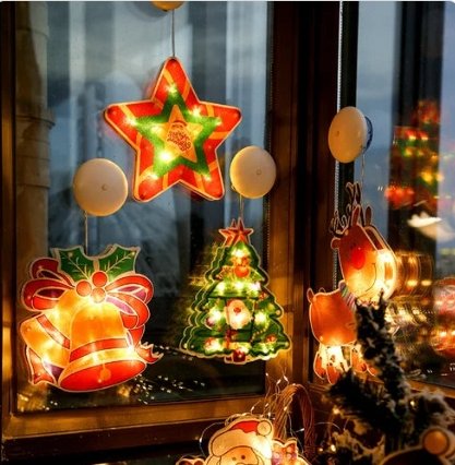 Santa Claus Led Suction Cup Window Hanging Lights Christmas Decorative Atmosphere - Holiday Decorations -  Trend Goods