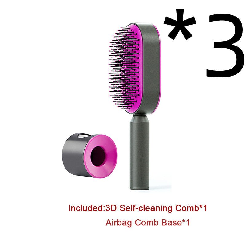 Self Cleaning Hair Brush One-key Cleaning Massage Anti-Static Hairbrush - Hair Brushes -  Trend Goods