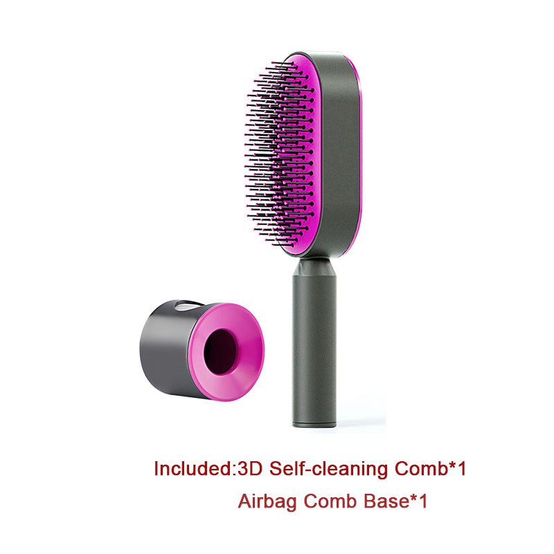 Self Cleaning Hair Brush One-key Cleaning Massage Anti-Static Hairbrush - Hair Brushes -  Trend Goods