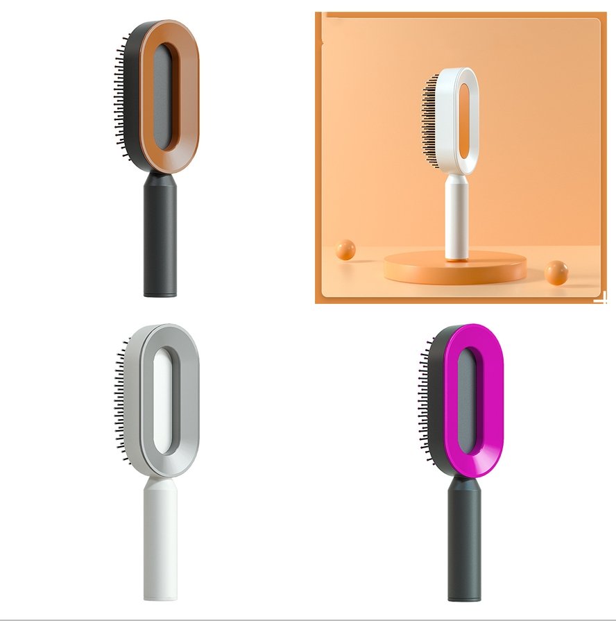 Self Cleaning Hair Brush One-key Cleaning Massage Anti-Static Hairbrush - Hair Brushes -  Trend Goods