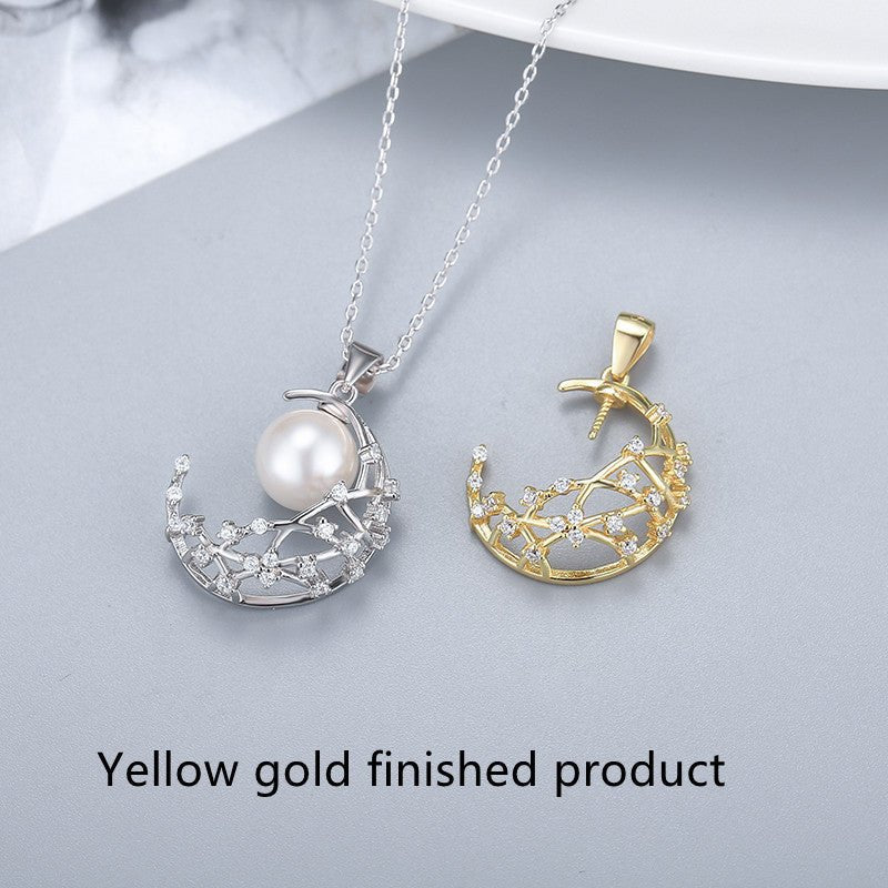 Silver Simple Moon Pearl Pendant Clavicle Fashion All-match - Necklaces -  Trend Goods