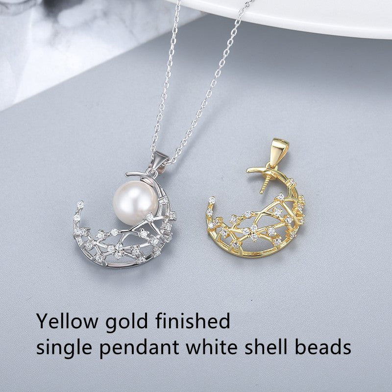 Silver Simple Moon Pearl Pendant Clavicle Fashion All-match - Necklaces -  Trend Goods