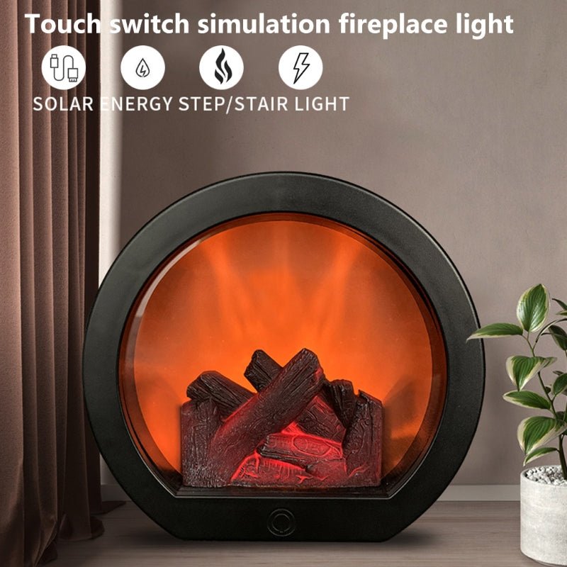 Simulation Fireplace Firewood Lanterns Lamp Desktop Ornaments Dynamic Vision 3D Flame Touch - Home Decor -  Trend Goods
