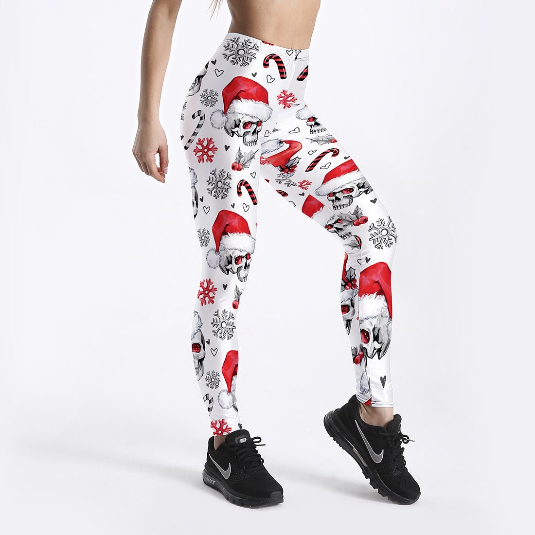 Skull Christmas Hat Thin Breathable Capris Sports Fitness - Leggings -  Trend Goods