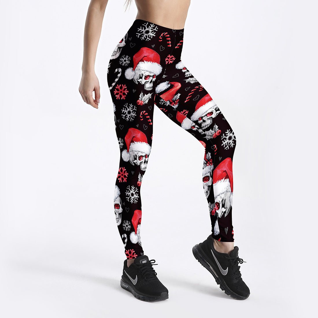 Skull Christmas Hat Thin Breathable Capris Sports Fitness - Leggings -  Trend Goods