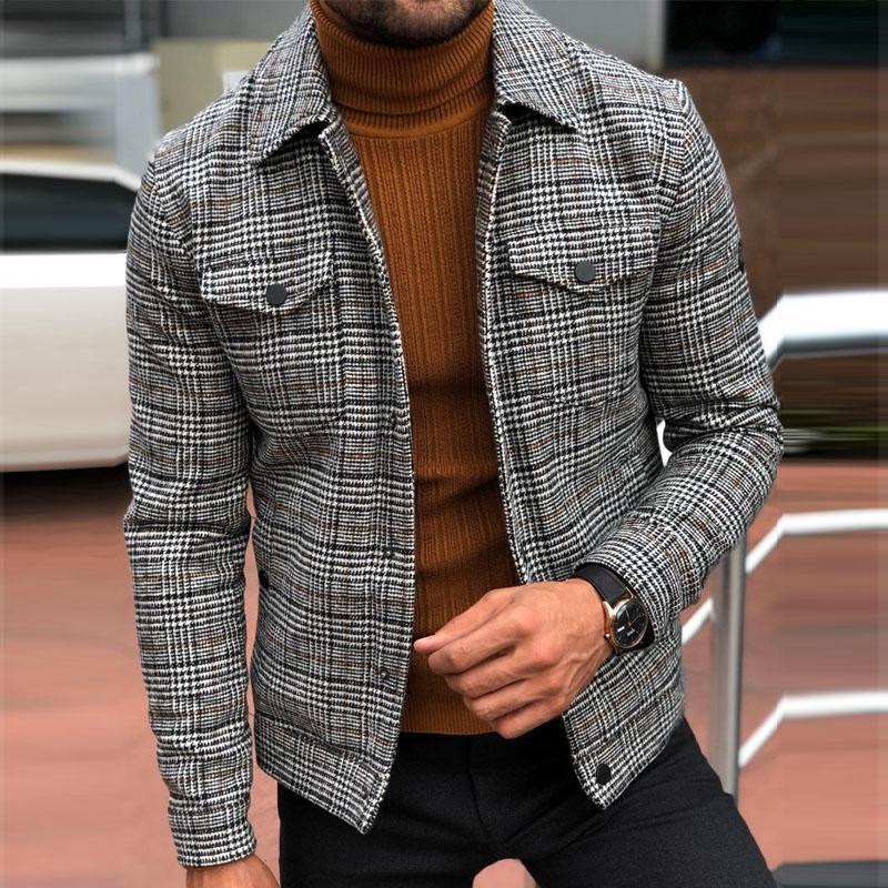 Slim Casual Fashion Autumn Plaid Men's Jacket - Jackets -  Trend Goods
