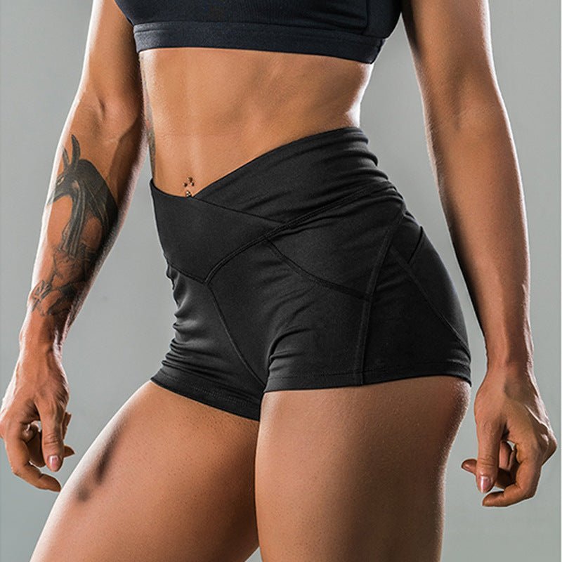 Sports shorts female tight hip v-shaped peach hip high waist shorts yoga pants - Yoga Shorts -  Trend Goods