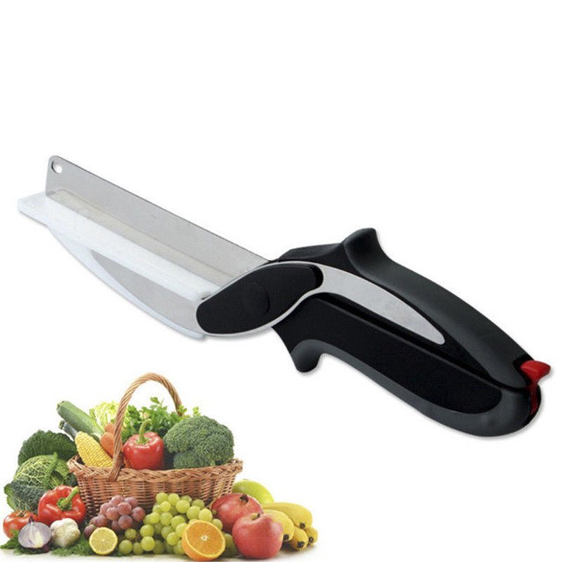 Stainless Steel Scissors Multifunctional Scissors Cutting Machine 2 In 1 Cutting Board Utility Knife - Kitchen Gadgets -  Trend Goods