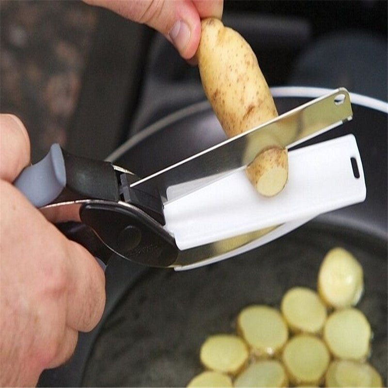 Stainless Steel Scissors Multifunctional Scissors Cutting Machine 2 In 1 Cutting Board Utility Knife - Kitchen Gadgets -  Trend Goods