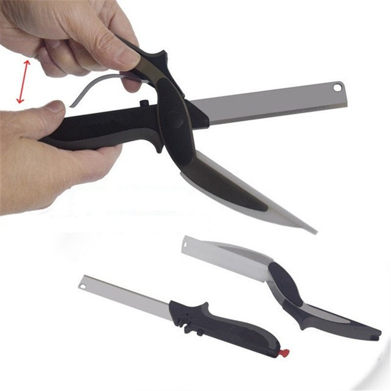 Stainless Steel Scissors Multifunctional Scissors Cutting Machine 2 In 1 Cutting Board Utility Knife - Kitchen Gadgets -  Trend Goods