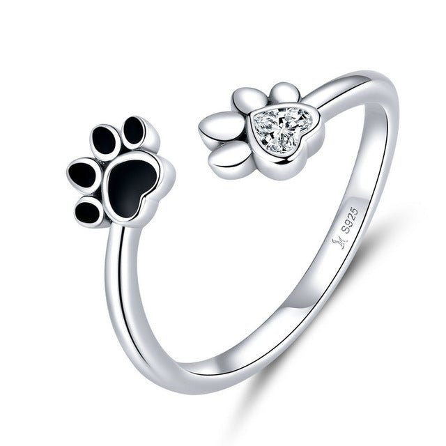 Sterling silver cute pet paw print ring bracelet earring - Jewelry Sets -  Trend Goods