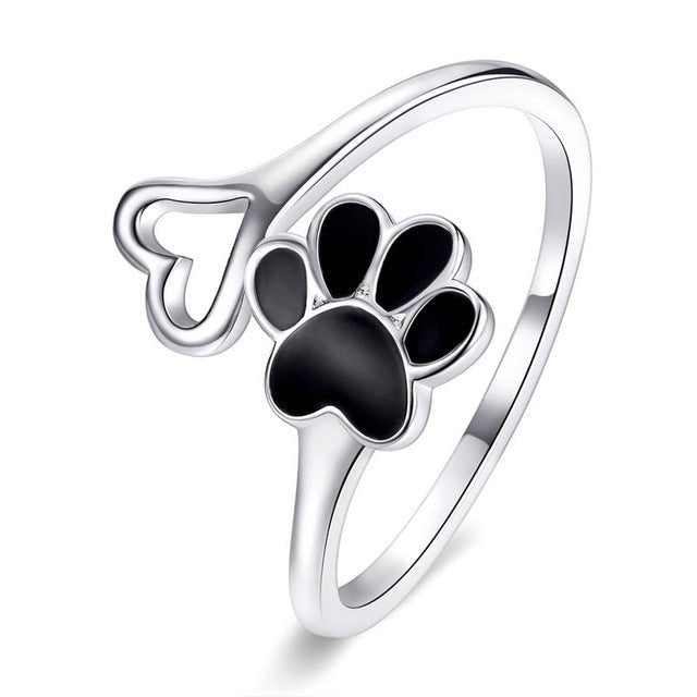 Sterling silver cute pet paw print ring bracelet earring - Jewelry Sets -  Trend Goods