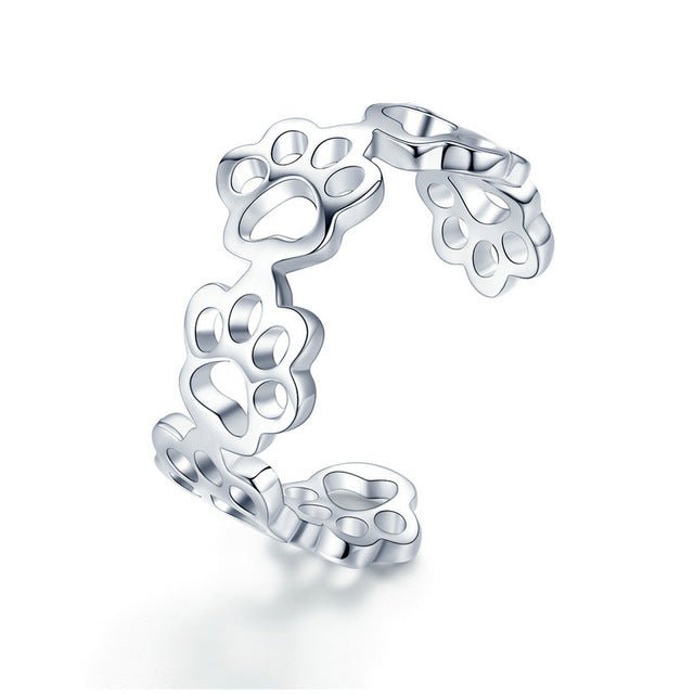 Sterling silver cute pet paw print ring bracelet earring - Jewelry Sets -  Trend Goods