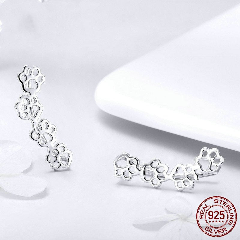 Sterling silver cute pet paw print ring bracelet earring - Jewelry Sets -  Trend Goods